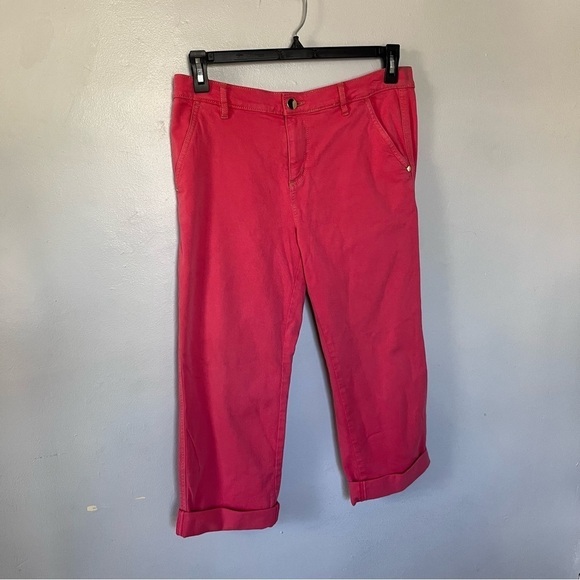 Ann Taylor LOFT Cropped Cuffed Straight Capris Coral Pink Medium 8 29 - Picture 4 of 11